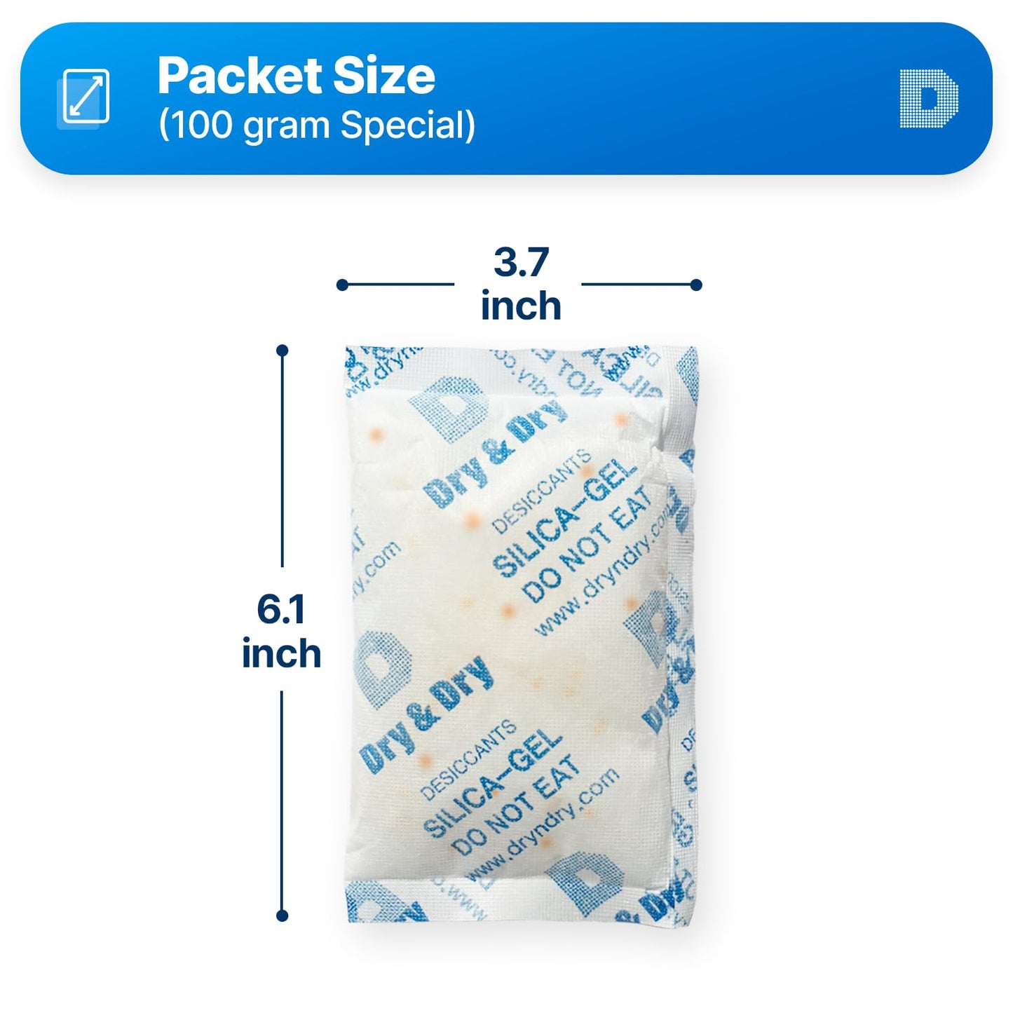 Dry & Dry Orange Indicating(Orange to Dark Green) Mixed Silica Gel Packets - Food Safe Rechargeable Silica Desiccants Gel Packs - 5 Packs (100 Gram) - Medaid International