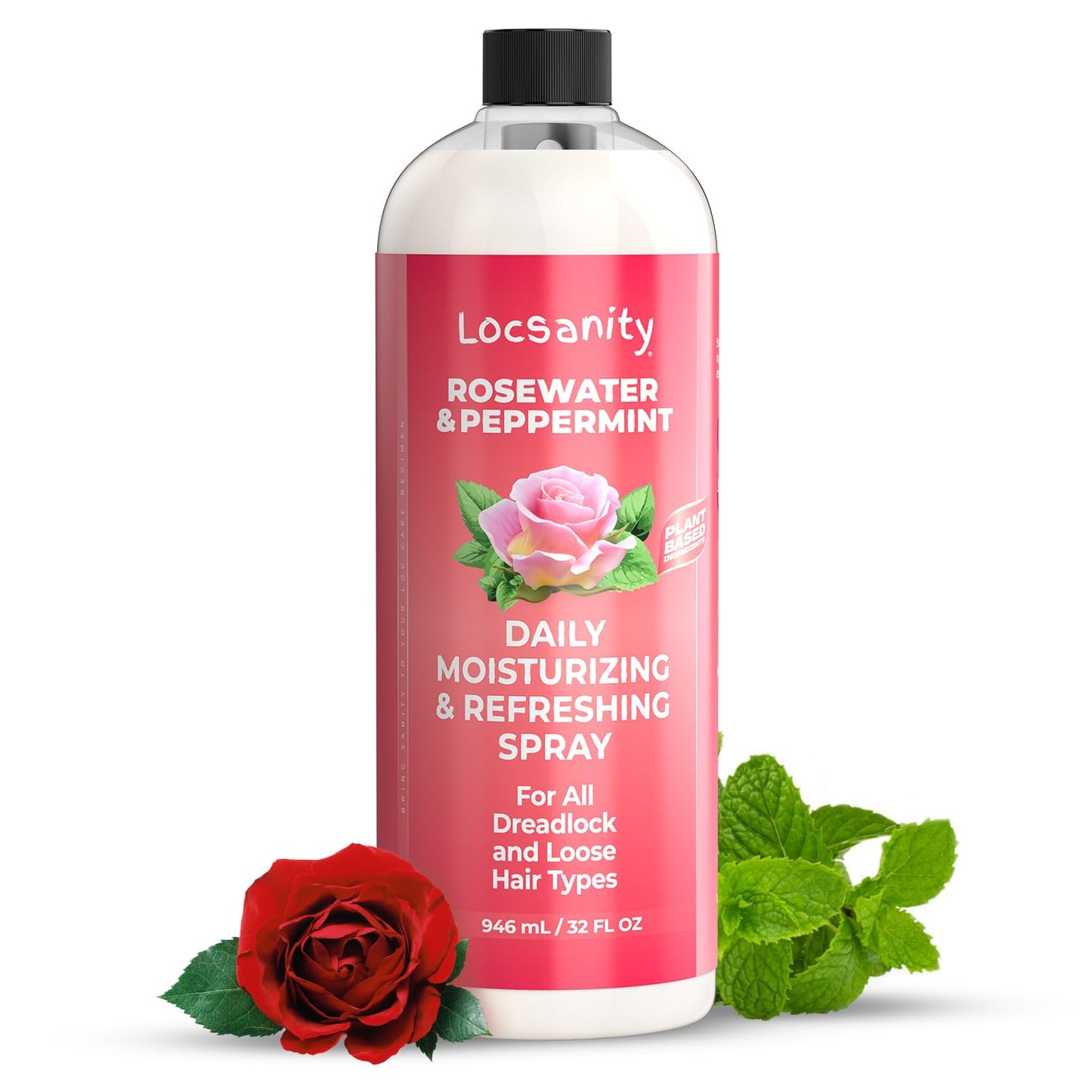 Locsanity Daily Moisturizing Refreshing Spray for Locs, Dreadlocks - Rose Water and Peppermint Hair Scalp Moisturizer, Dreadlock Spray - Natural Loc Care and Maintenance (8oz) - Medaid International