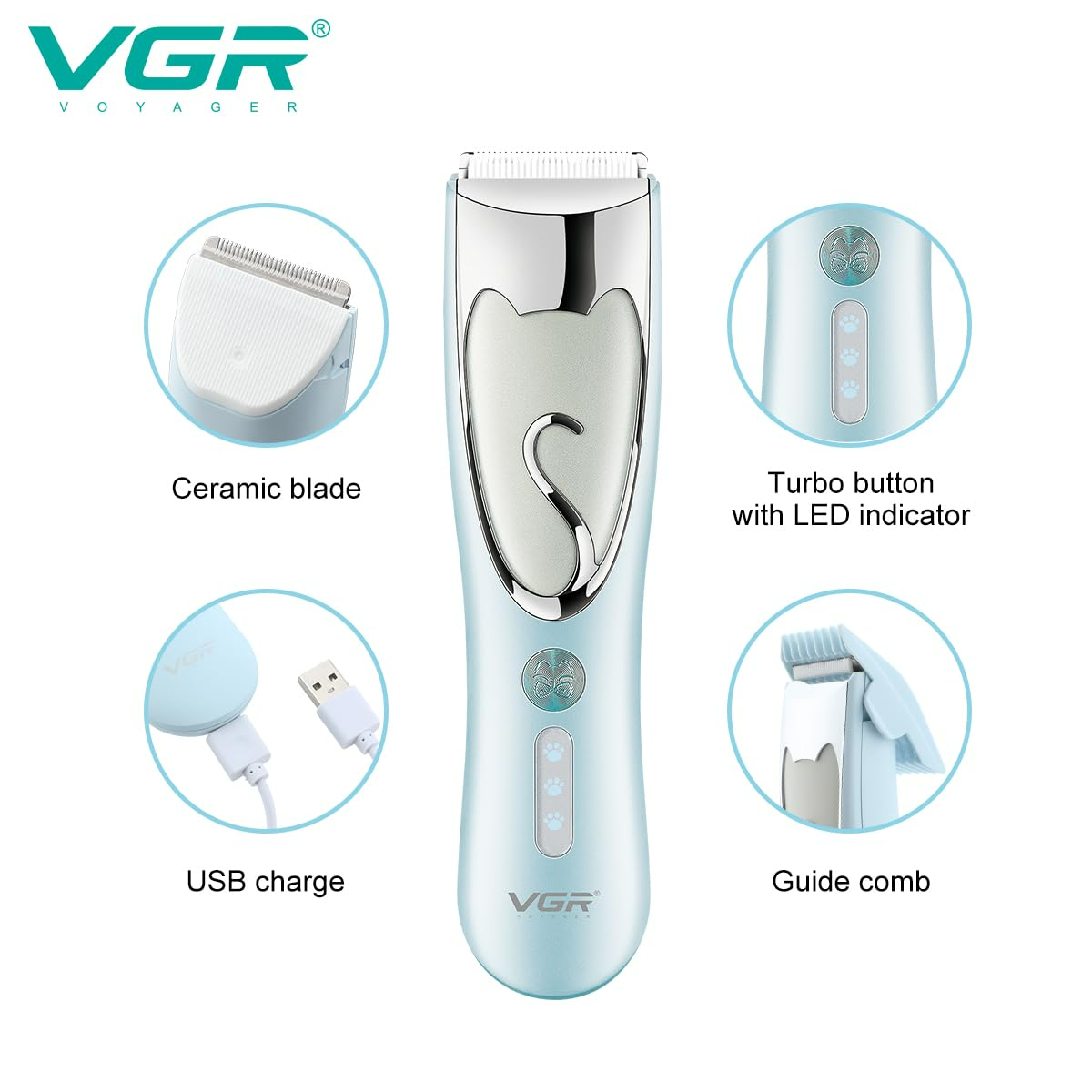 VGR V203 Cordless Dog Clippers Waterproof - Medaid International