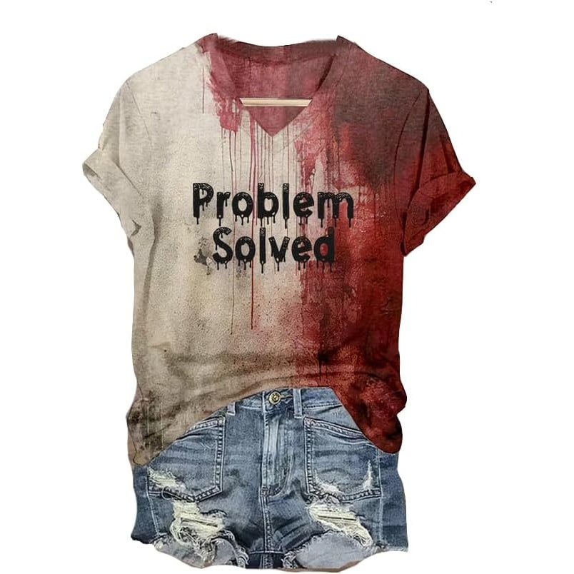 I'M Fine Bloody Shirt Women Funny Halloween Blood Horror Clothes Gift Blood Splatter Top - Medaid