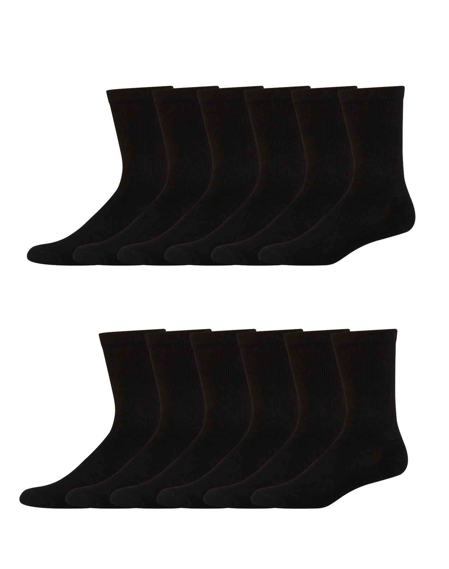 Hanes Mens Socks, X-temp Cushioned Crew 12-pack, Black, 10 US - Medaid International