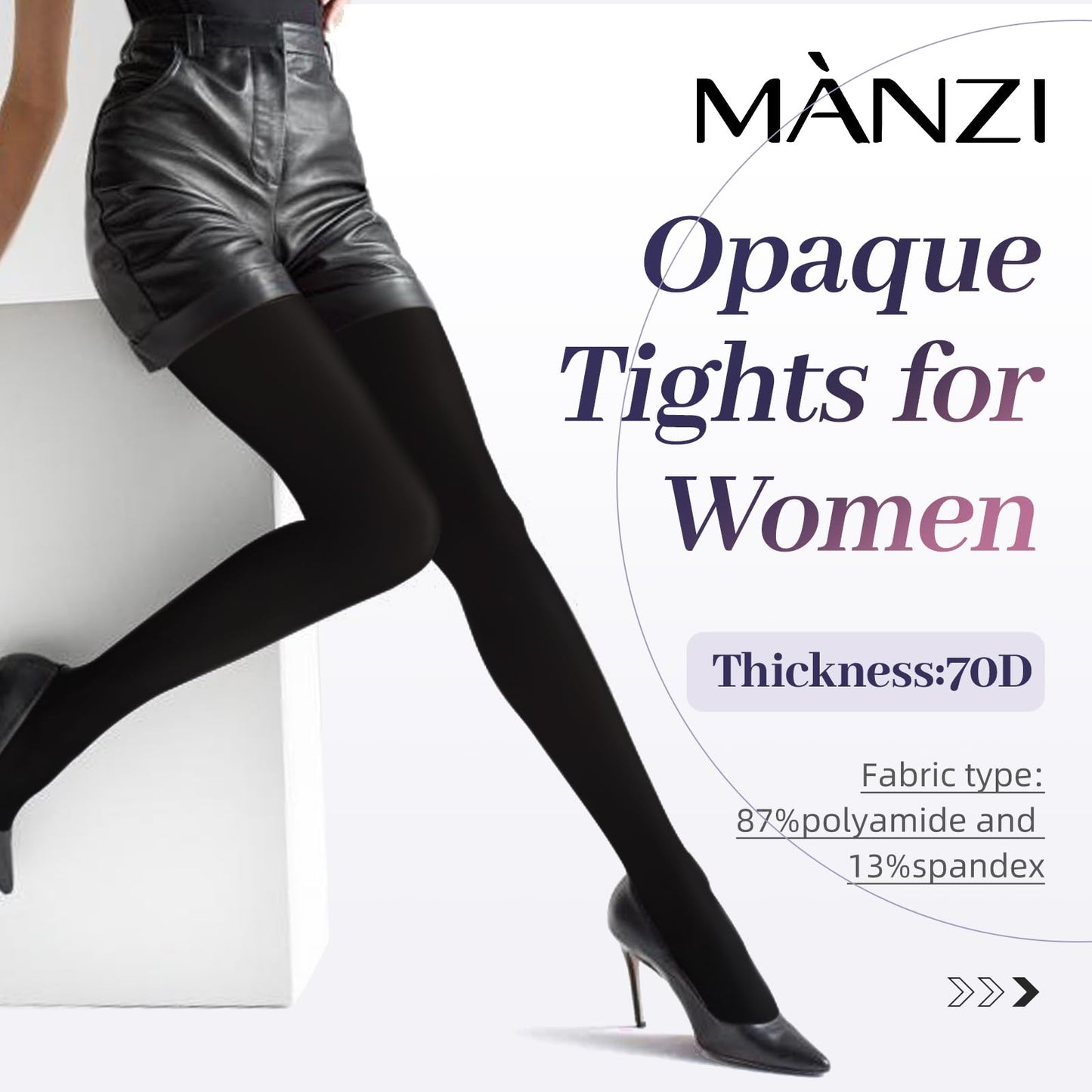 MANZI 2 Pairs Women's Run Resistant Control Top Panty Hose Opaque Tights, Small, Black - Medaid International