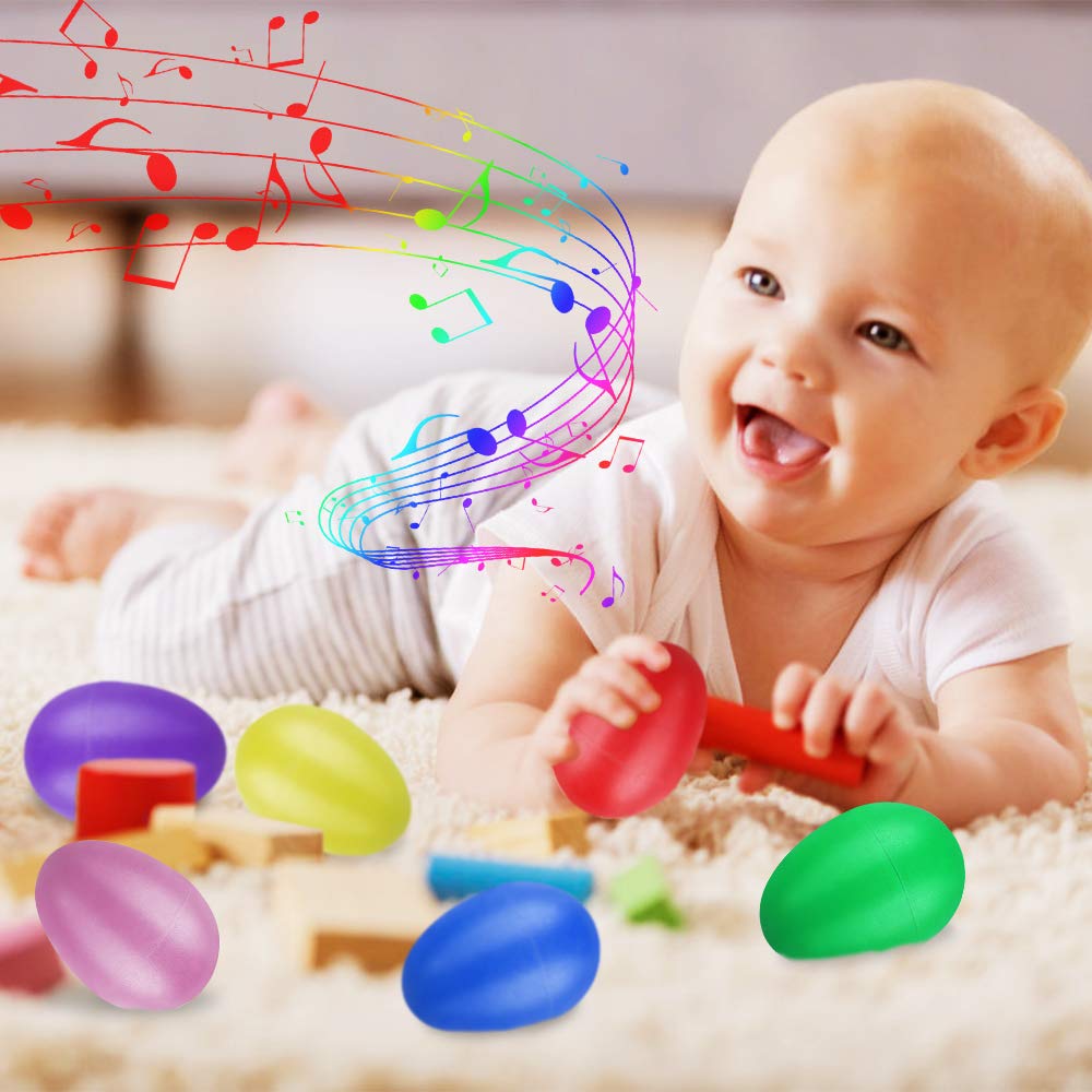 Chudian 24 Pezzi Uova Giocattolo Uova Maracas Uova Plastica Pasqua Uova Giocattolo per Bambini Uova Giocattoli Strumenti Musicali Favori Festa Forniture Musicali Giocattoli (6 Colori, 4 5,6 cm) - Medaid International