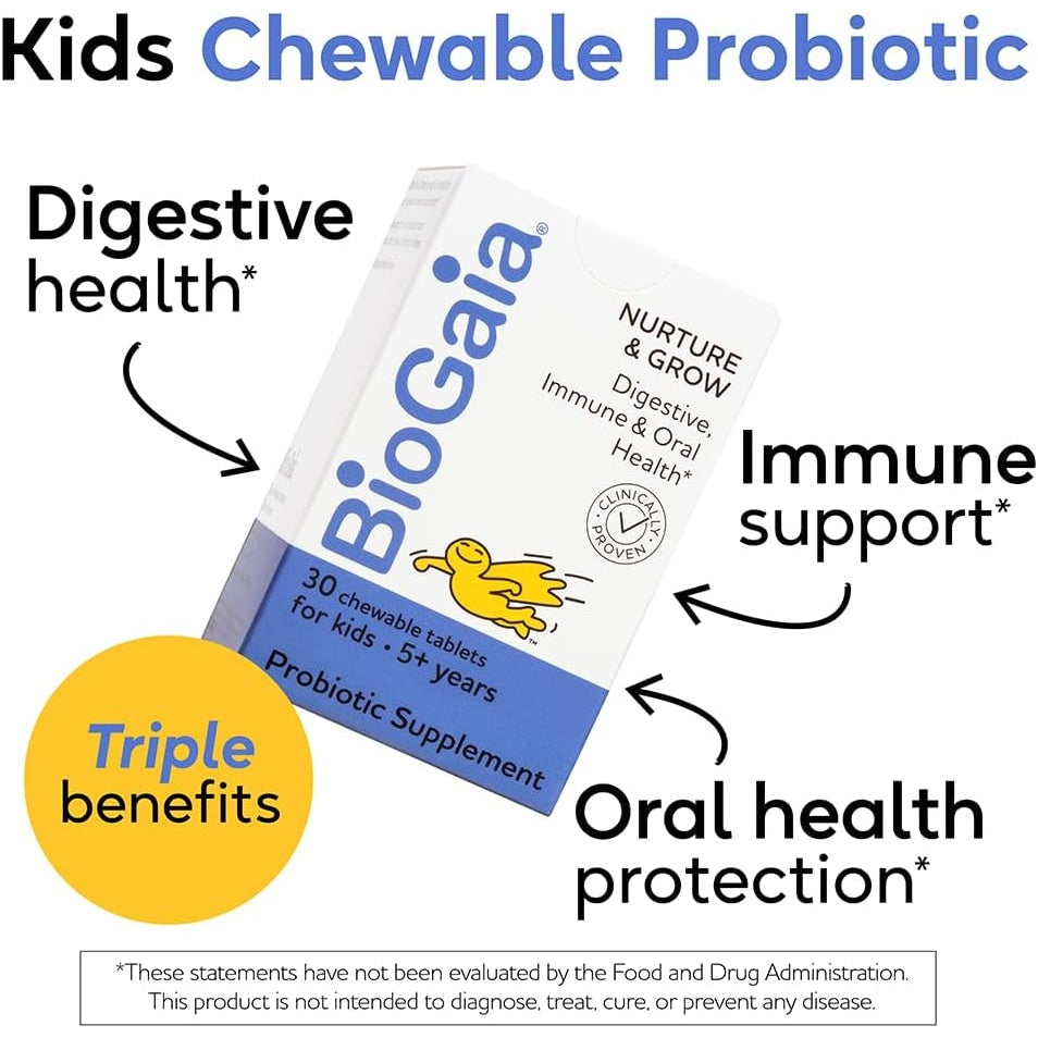 BioGaia Nurture & Grow Kids Probiotic | Ages 5+ | 30-Day Supply - Medaid