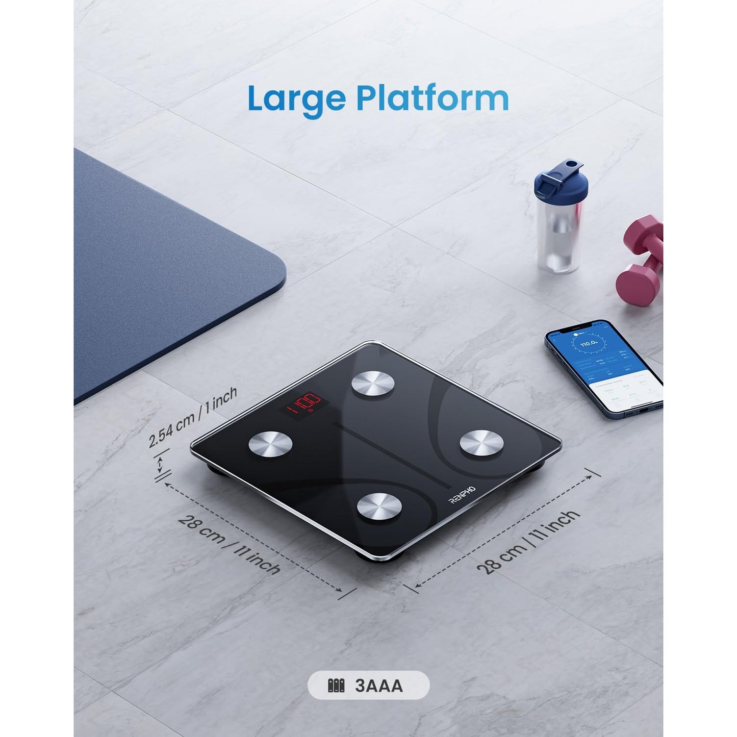 RENPHO Smart Scale for Body Weight, FSA HSA Eligible, Digital Bathroom Scale BMI Weighing Bluetooth Body Fat Scale, Body Composition Monitor Health Analyzer with Smartphone App, 400 lbs - Elis 1 - Medaid