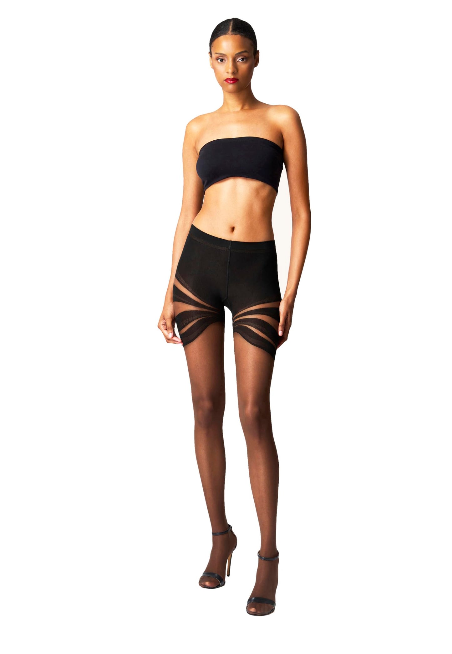 Wolford Venus Tights For Women 20 Denier Sheer-Opaque Matte Pantyhose with Dynamic Line Design Soft Waistband Circular Knit fairly light black Large - Medaid International