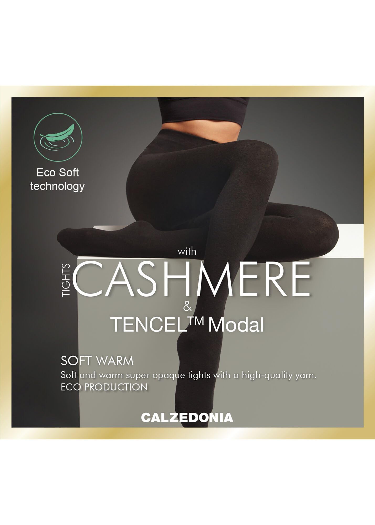 CALZEDONIA Woman's Soft Modal and Cashmere Blend Tights in Grey, Size M - Medaid International