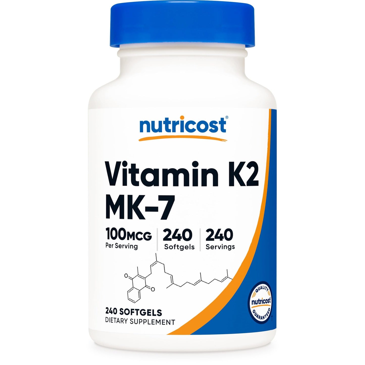 Nutricost Vitamin K2 MK-7 100 mcg, 240 Softgels - Gluten Free and Non-GMO MK7 - Medaid International