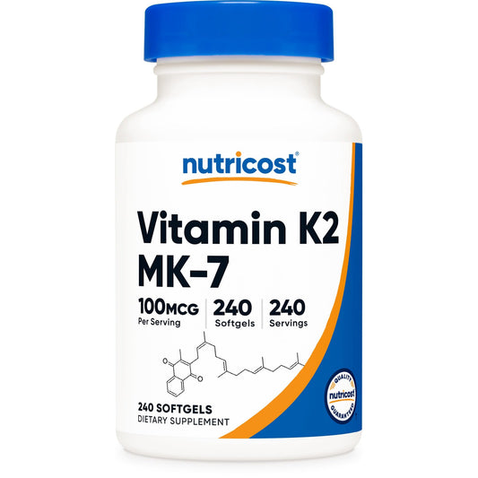Nutricost Vitamin K2 MK-7 100 mcg, 240 Softgels - Gluten Free and Non-GMO MK7 - Medaid International