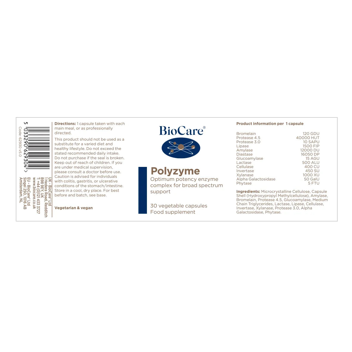 BioCare - Polyzyme 30 Capsules - Medaid International