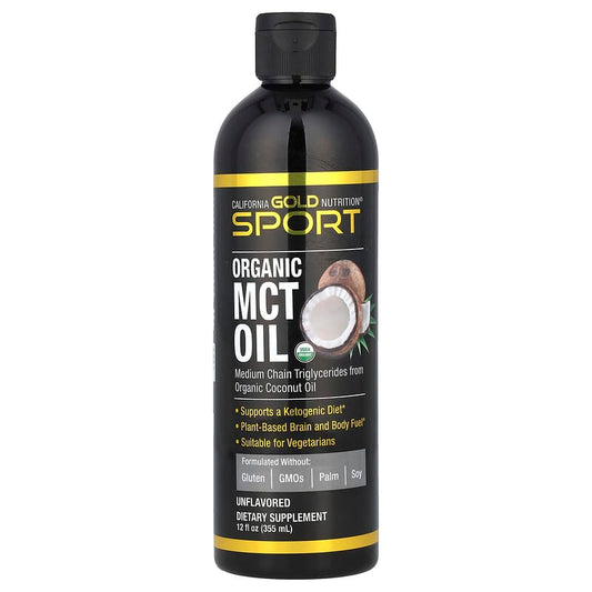 California Gold Nutrition, Sport, Organic MCT Oil, Unflavored, 355 ml - Medaid International