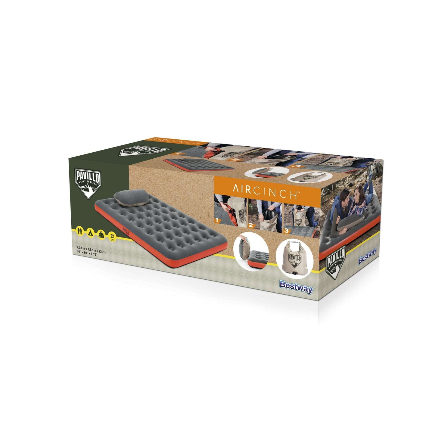 Queen Roll & Relax Airbed 203x152x22cm, 2 Person - Medaid International