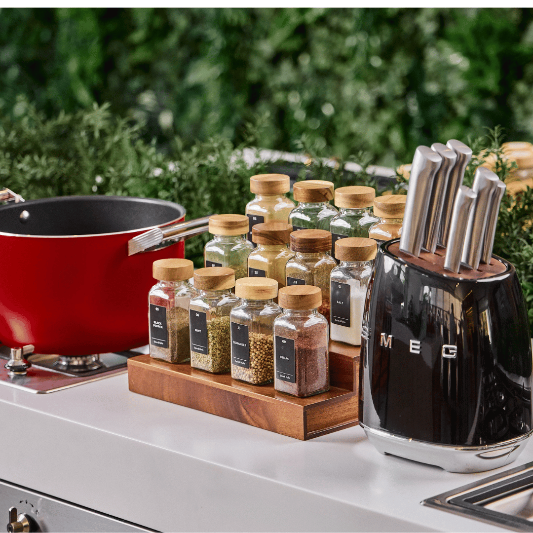 Spice Jar Shaker W/ Acacia Lid - Large (Set of 12)