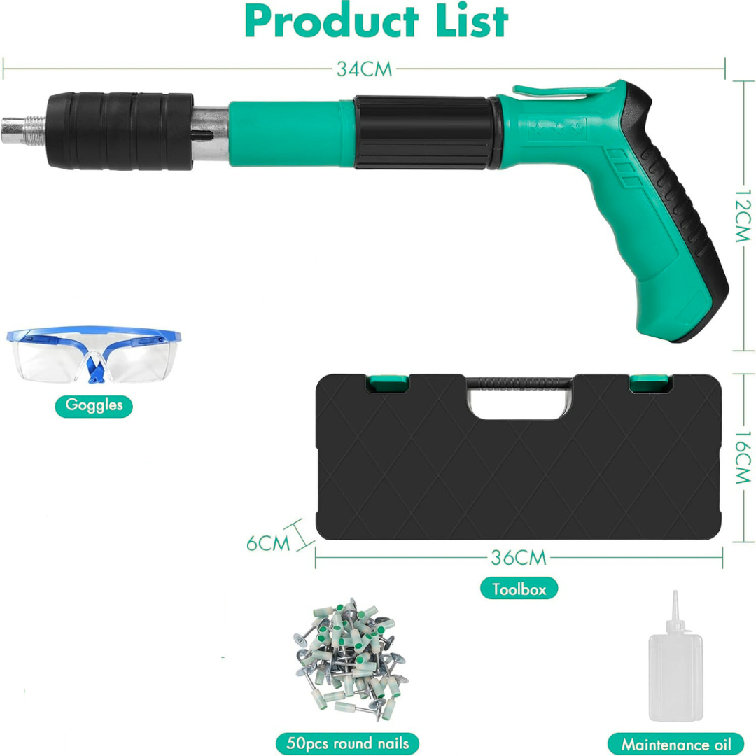 Nail Gun with Round Nail with Gloves Keys for Glasses Ear Plugs - Medaid International