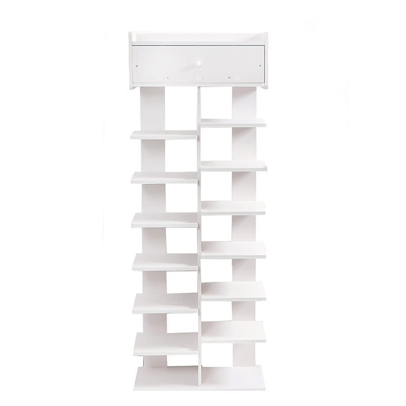 120 CM Waterproof Shoe Storage and Organizer Rack with Drawer on Top Free Standing Shoe Shelf for Entrance Hallway Bedroom White - Medaid International