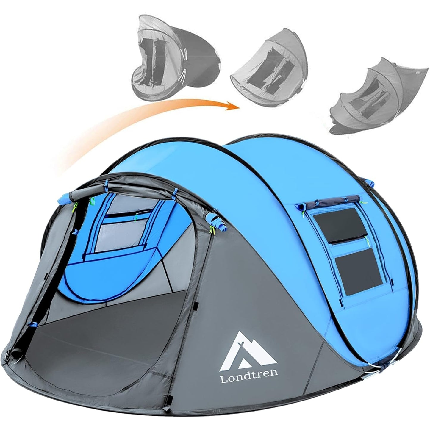 4 Person Easy Pop Up Tent Waterproof Automatic Setup 2 Doors-Instant Family Tents for Camping Hiking & Traveling - Medaid International