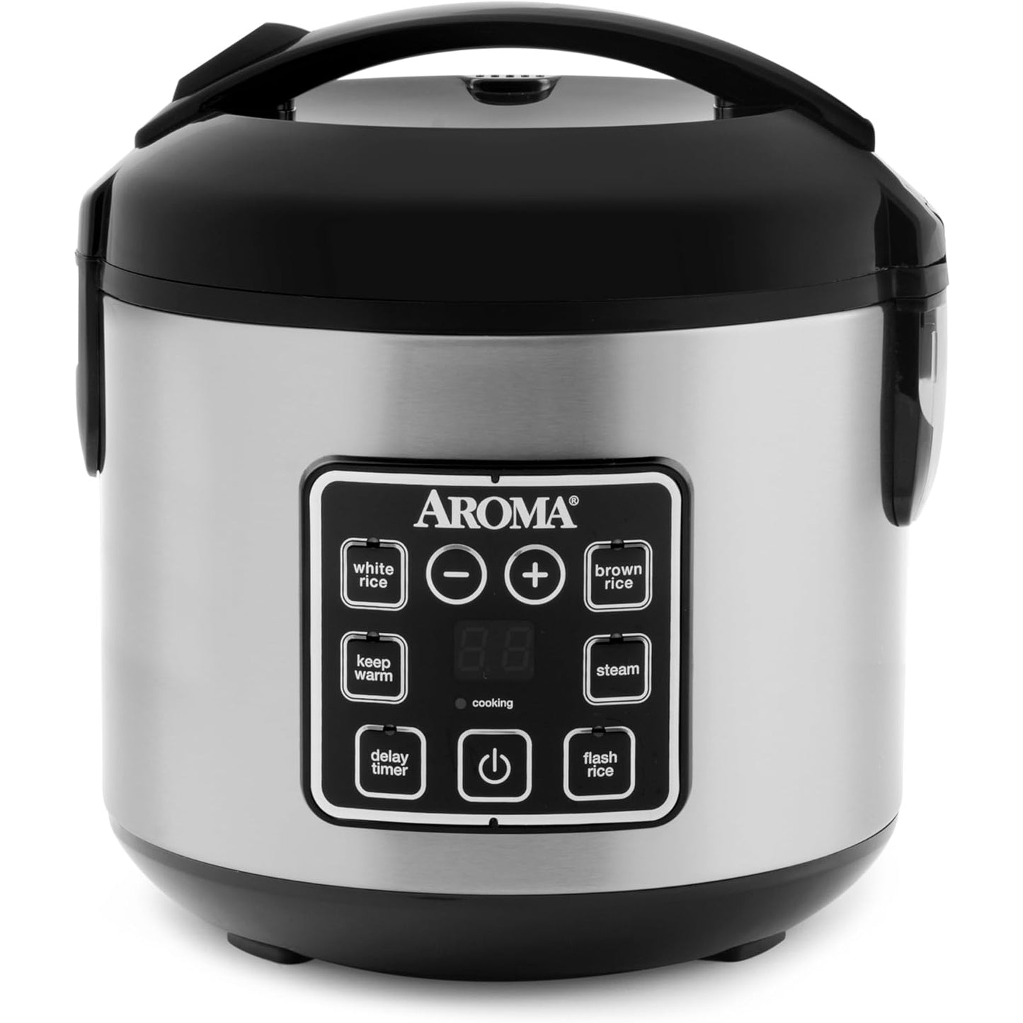 AROMA Digital Rice Cooker, 4-Cup (Uncooked) / 8-Cup (Cooked), Steamer, Grain Cooker, Multicooker, 2 Qt, Stainless Steel Exterior, ARC-914SBD - Medaid