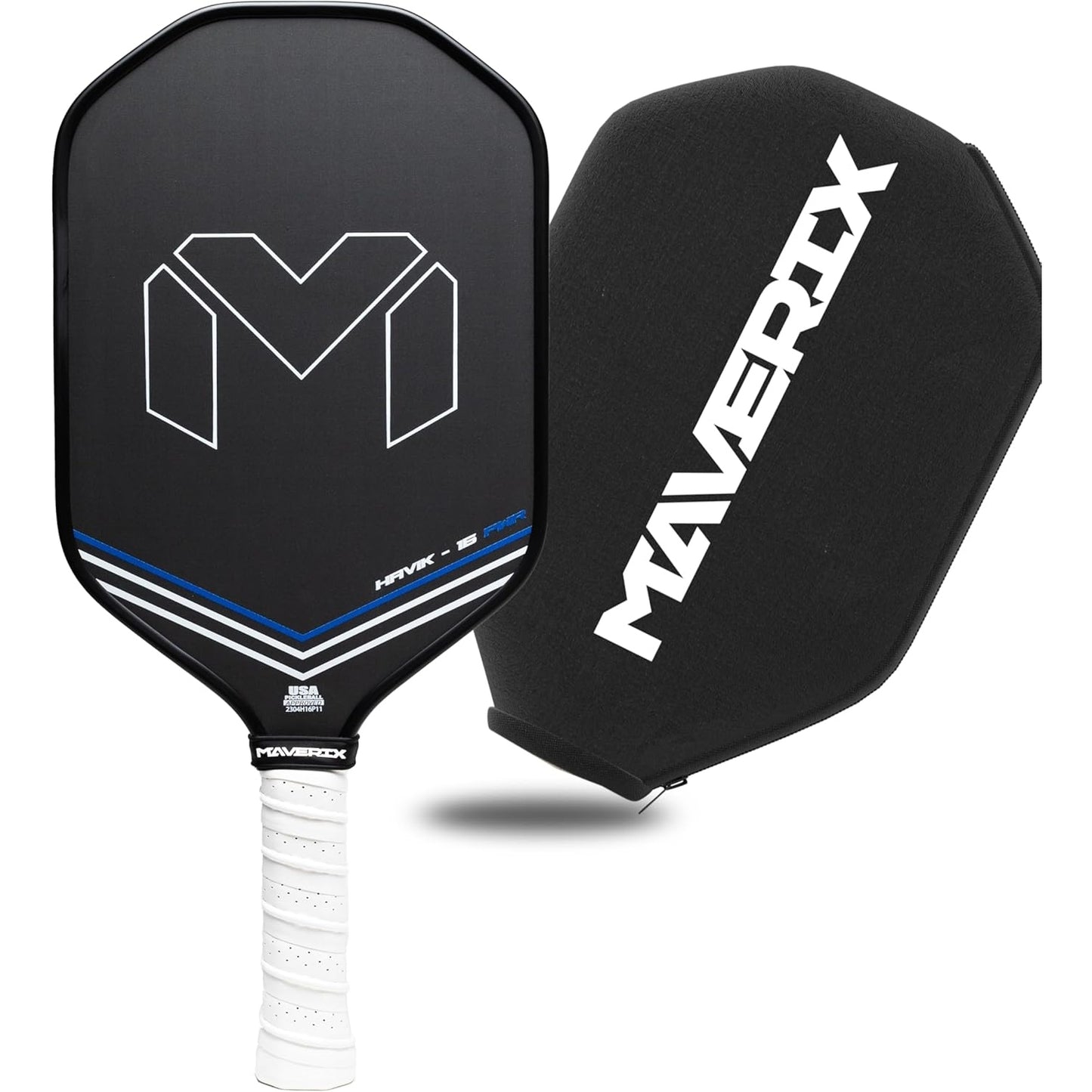 Maverix Havik -16 Professional Carbon Fiber Pickleball Paddle | Ultimate Power, Spin, and Control | Raw Carbon Fiber Design with Cover | - Medaid International