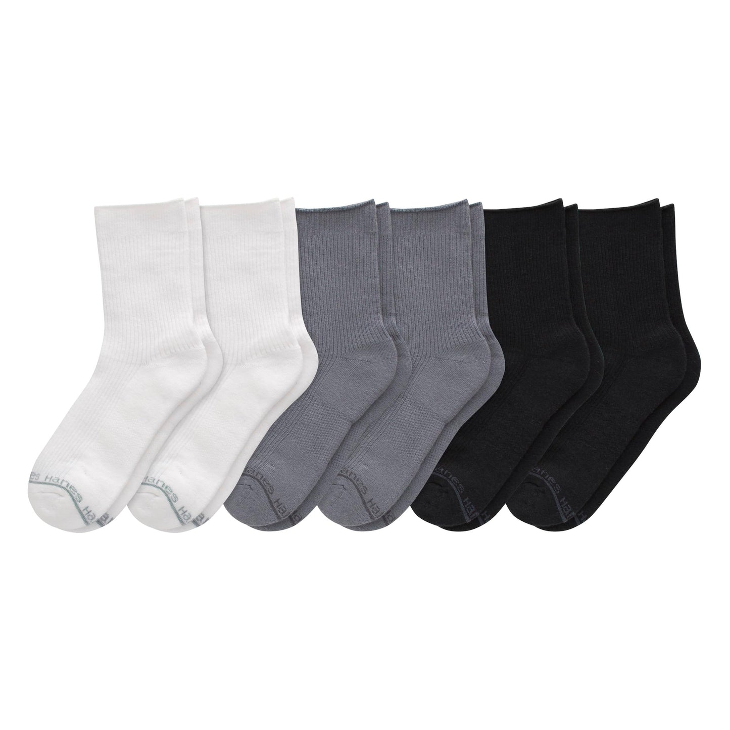 Hanes Women's Originals SuperSoft Mid Crew Socks, Half-Cushioned Socks for Women, 6-Pairs - Medaid International