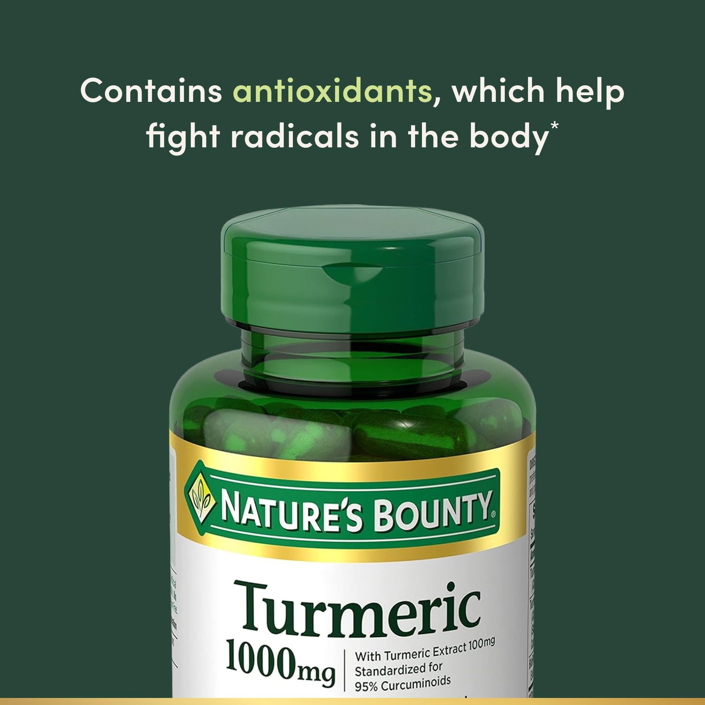 Nature's Bounty Turmeric with Black Pepper Extract, Supports Antioxidant Health, 1000mg, 60 Capsules - Medaid International