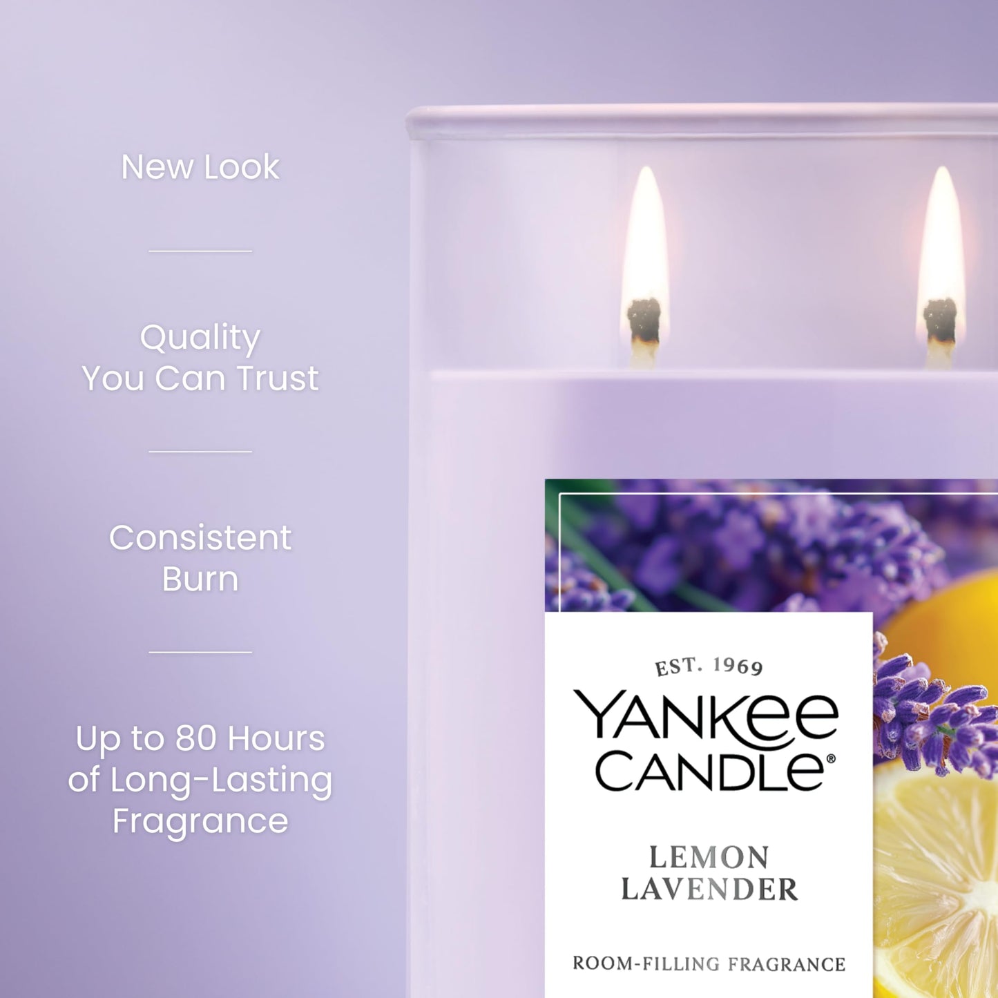 Yankee Candle Large Tumbler Scented Candle with up to 80 Hour Burn Time, Premium Plant Wax Blend for Consistent Burn, 20 oz Tumbler Candle with Room Filling Fragrance, Lemon Lavender - Medaid International
