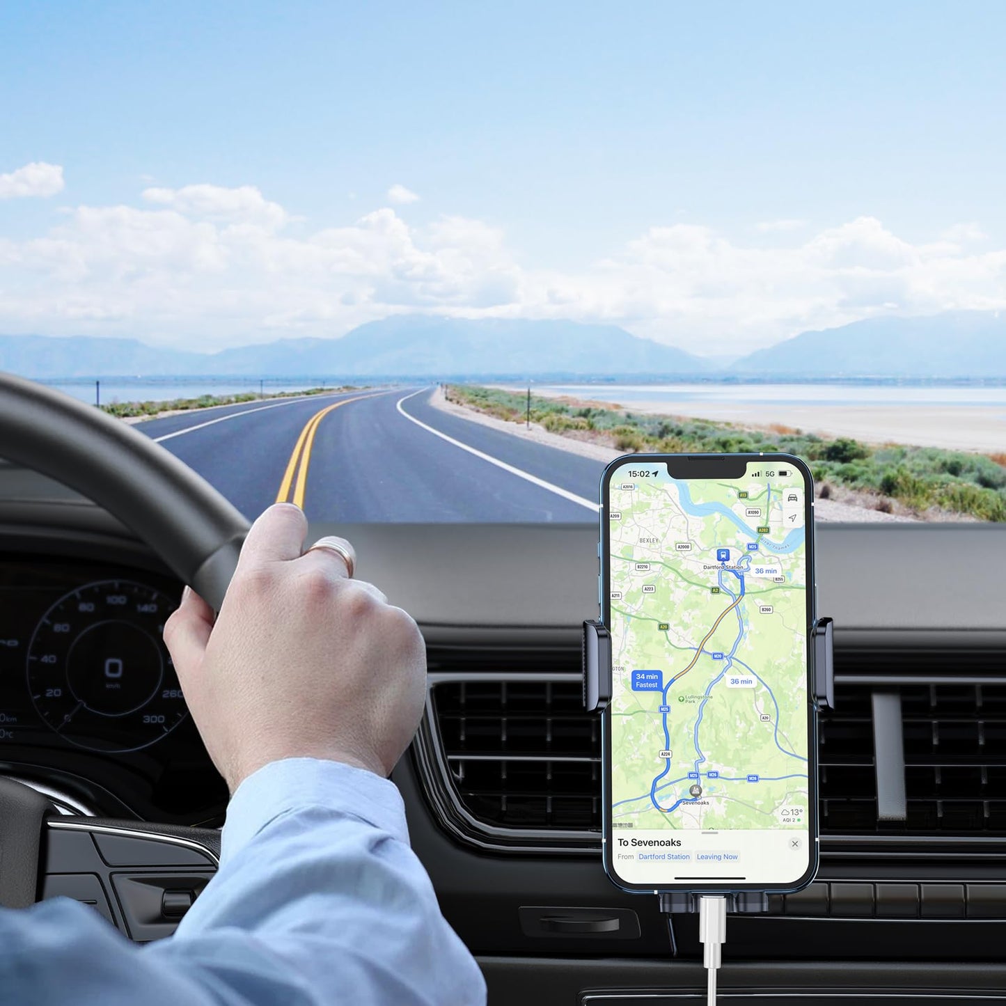 Car Phone Holder Mount, Super Stable Air Vent Cell Phone Car Mount with 2025 Metal Hook Clip, 360° Rotation,One Button Release for iPhone, Galaxy, Google, and All Other Smartphones - Medaid International