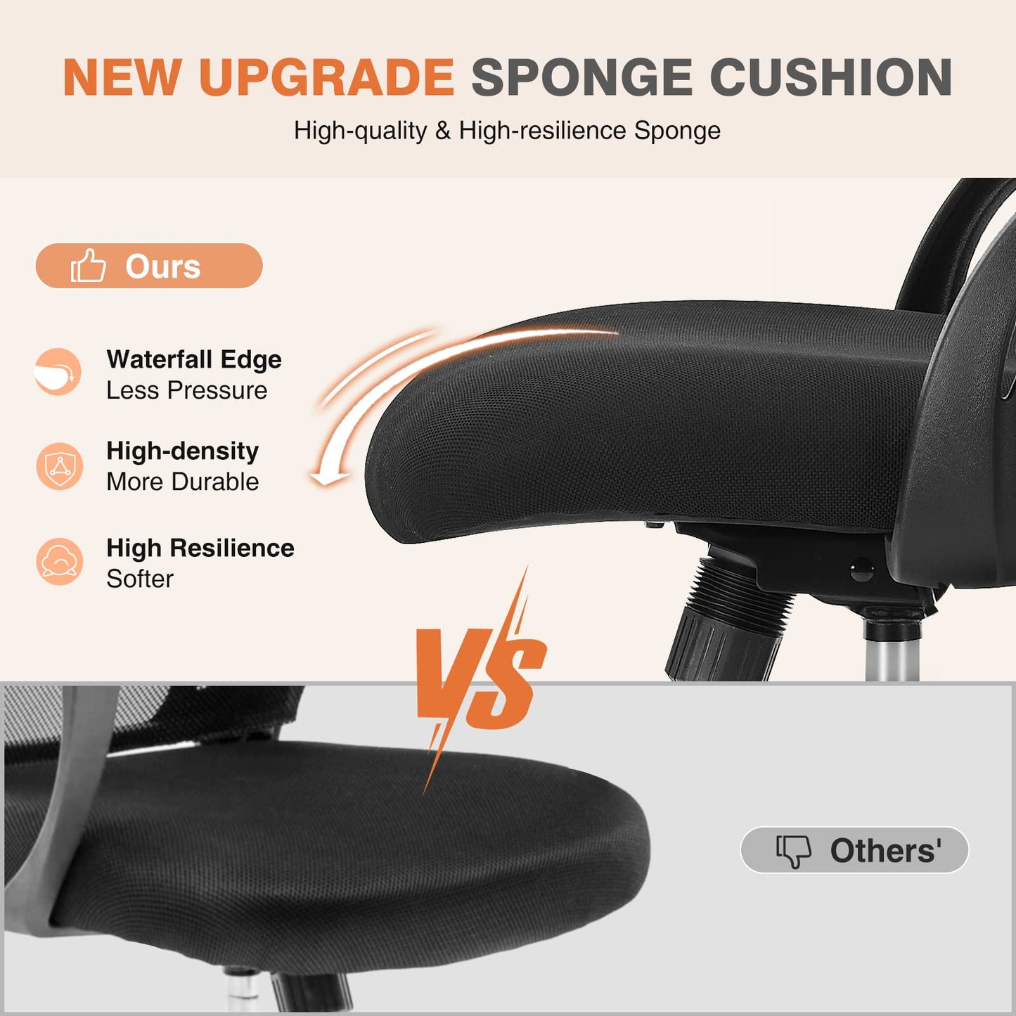 Sweetcrispy Office Computer Desk Chair, Ergonomic Mid-Back Mesh Rolling Work Swivel Task Chairs with Wheels, Comfortable Lumbar Support, Comfy Flip-up Arms for Home, Bedroom, Study, Student, Black - Medaid International