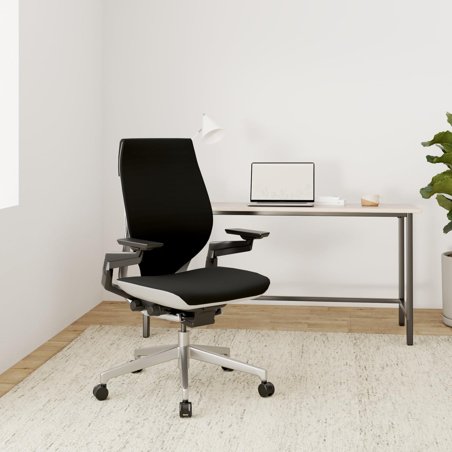 Steelcase Gesture Office Chair - Ergonomic Work Chair with Wheels for Carpet - Comfortable - Intuitive-to-Adjust for Desk - 360-Degree Arms - Licorice Fabric - Medaid International