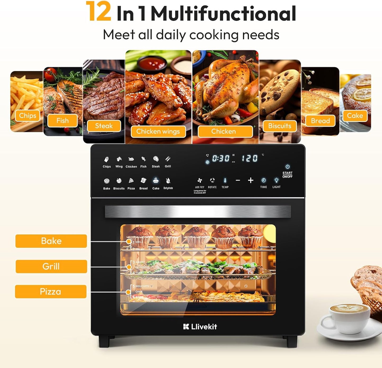 All In One, XXXL 26L Air Fryer Oven, 1700W - Medaid International