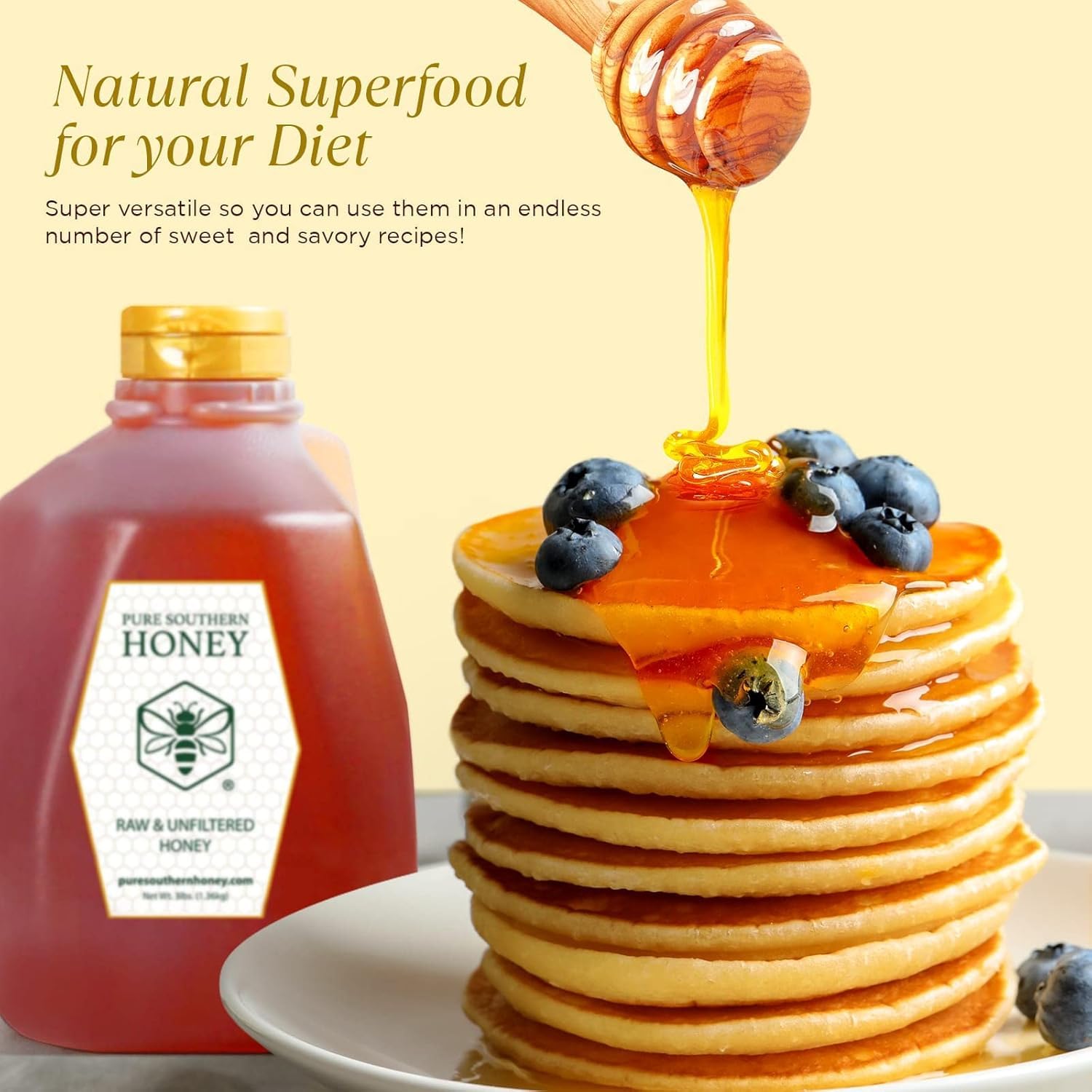 100% Raw & Unfiltered Wildflower Honey - American Made by Pure Southern Honey (48 Ounce) - Medaid International