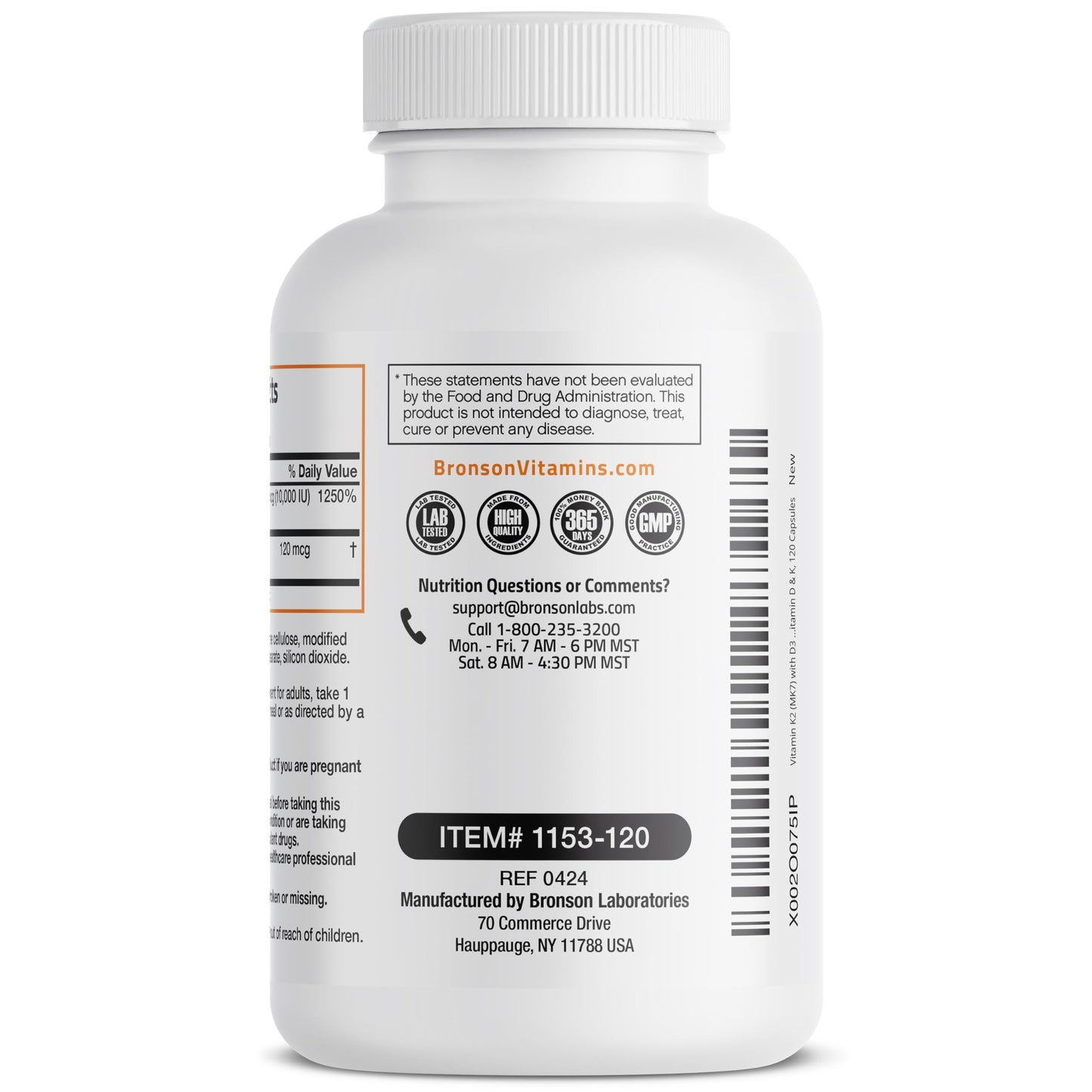 Bronson Vitamin K2 (MK7) with D3 Extra Strength Supplement Bone and Heart Health Non-GMO Formula 10,000 IU Vitamin D3 & 120 mcg Vitamin K2 MK-7 Easy to Swallow Vitamin D & K, 120 Capsules - Medaid International