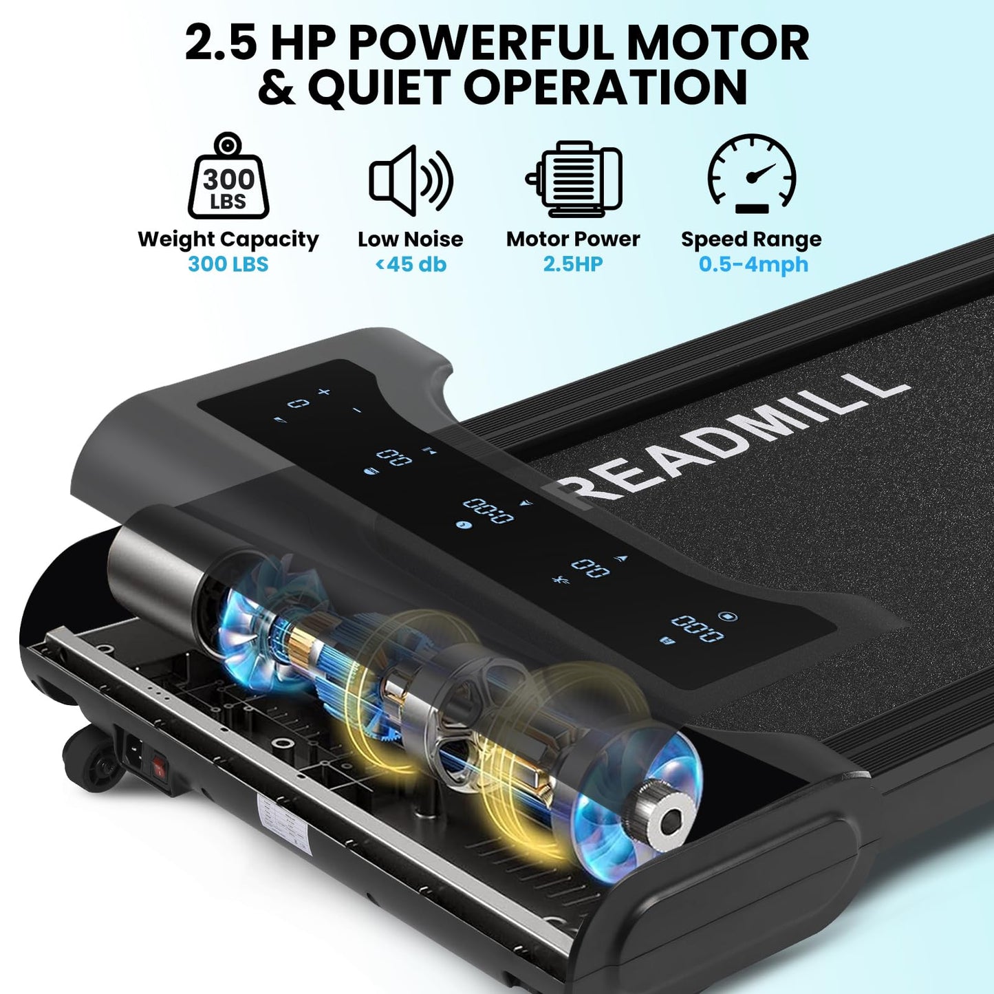 Walking Pad Treadmill with Auto Incline, Under Desk Treadmills, 2 in 1 Portable Walking Treadmill for Walking Running, 2.5HP Low Noise Treadmill with Remote Control and LED Display, Black - Medaid International