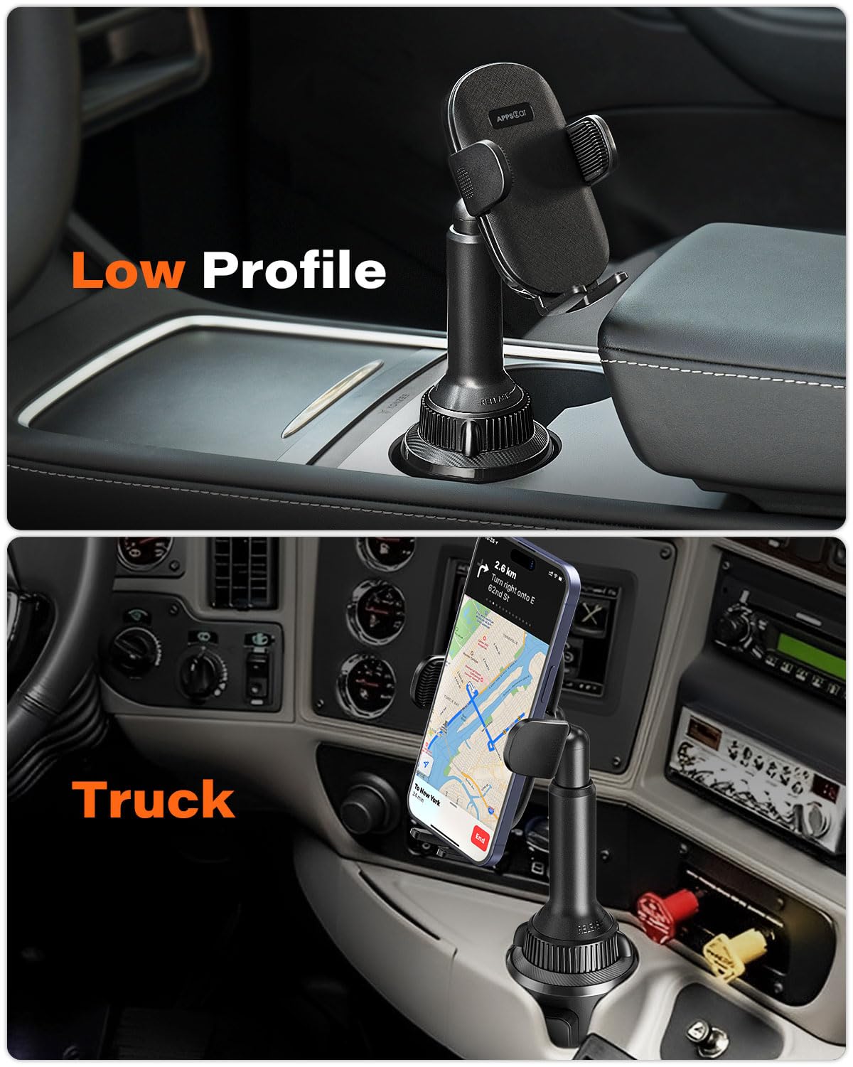 APPS2Car Universal Car Cup Phone Holder | Quick Extension Long Arm | 360° Swivel | Adjustable for iPhone, Samsung, Google, and All Smartphones | Stable & No Shake Design - Medaid International