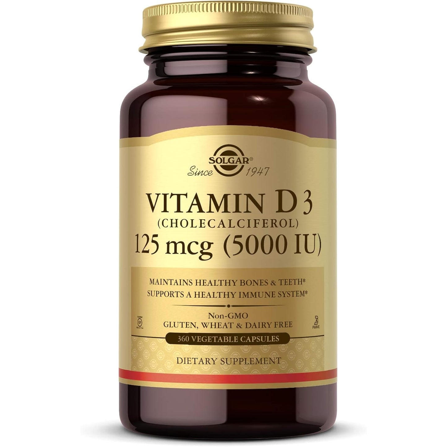 Solgar Vitamin D3 (Cholecalciferol) 125 mcg (5000 IU), 240 Vegetable Capsules - Helps Maintain Healthy Bones & Teeth - Immune System Support - Non-GMO, Gluten Free, Dairy Free, Kosher - 240 Servings - Medaid International