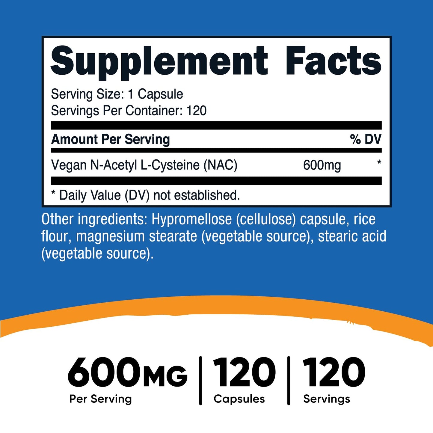 Nutricost N-Acetyl L-Cysteine (NAC) 600mg, 120 Vegetarian Capsules - Non-GMO, Gluten Free, Vegetarian Caps - Medaid International