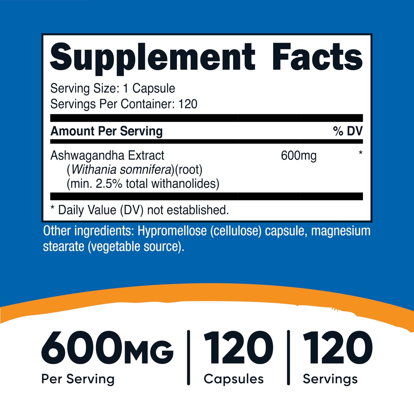 Nutricost Ashwagandha Herbal Supplement 600mg, 120 Capsules - Vegetarian, Non-GMO, Gluten Free, Ashwagandha Root - Medaid International