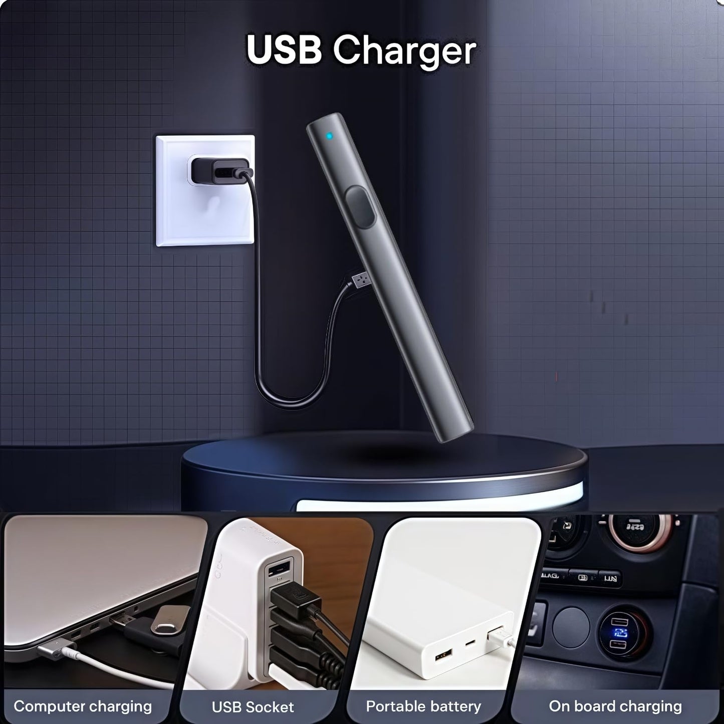 M Monoie Green Laser Pointer 1000ft Long Range, High Visibility Bright Beam, Metal Body Pen, for Teachers, Construction, Realtors, Presentations, Outdoor Use (Grey/Green Light) - Medaid International