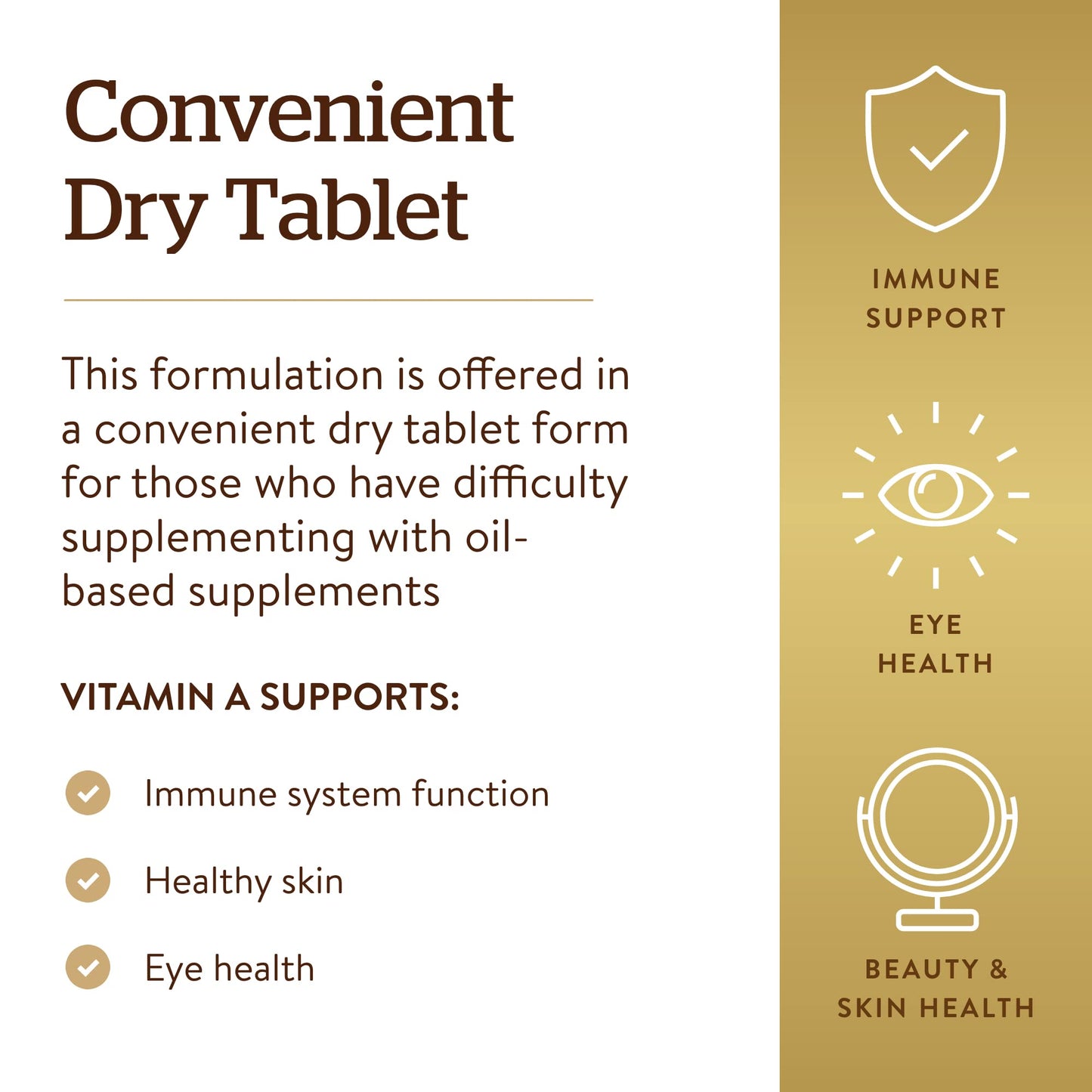 Solgar Dry Vitamin A 1500 mcg (5000 IU), 100 Tablets - Supports Healthy Eyes, Skin & Immune System - Non-GMO, Vegan, Gluten Free, Dairy Free, Kosher - 100 Servings - Medaid International