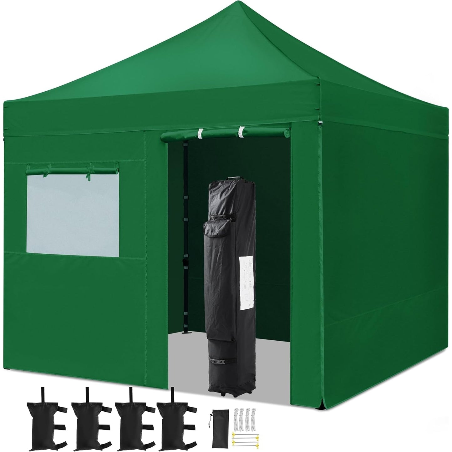 Yaheetech 10x10 Pop Up Commercial Canopy Tent with 4 Removable Sidewalls, Sandbags, Stakes & Ropes, Waterproof Instant Canopies for Wedding Party Commercial Event Pavilion, Black - Medaid International