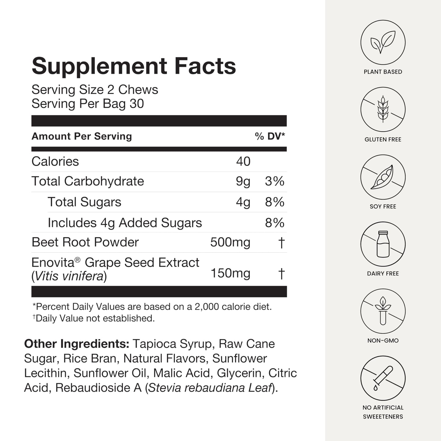 HumanN SuperBeets Heart Chews, Nitric Oxide and Blood Pressure Support, Grape Seed Extract & Non-GMO Beet Root Powder Energy Supplement, Pomegranate Berry Flavor, 60 Count - Medaid International