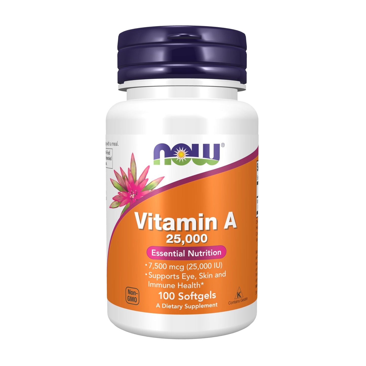 NOW Supplements, Vitamin A (Fish Liver Oil) 25,000 IU, Essential Nutrition, 100 Softgels - Medaid International