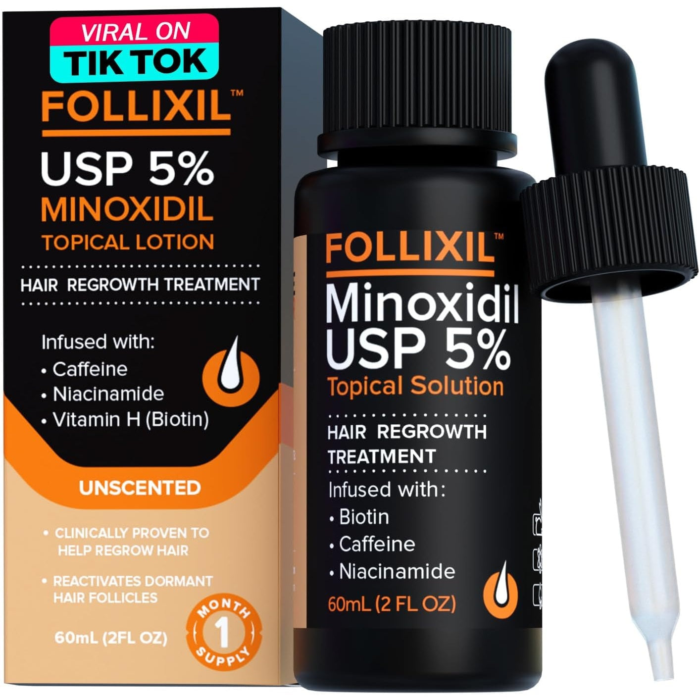 5% Minoxidil for Men and Women Lotion - 3 Months - Hair Growth Serum with Biotin, Caffeine and Niacinamide - Hair Regrowth Treatment For Stronger, Thicker Longer Hair - Stops Hair Thinning - Medaid