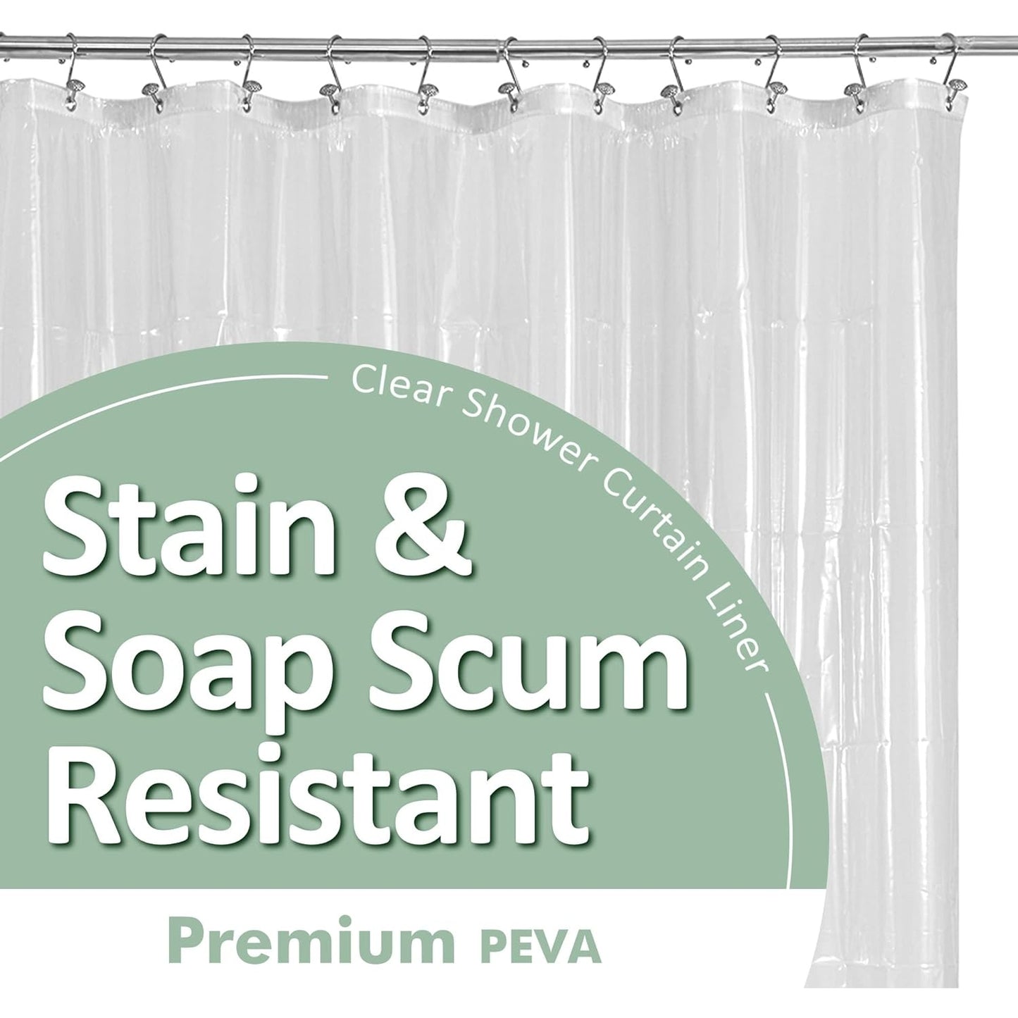 Barossa Design Plastic Shower Liner Clear - Premium PEVA Shower Curtain Liner with Rustproof Grommets and 3 Magnets, Waterproof Cute Lightweight Standard Size Shower Curtains for Bathroom - Clear - Medaid International