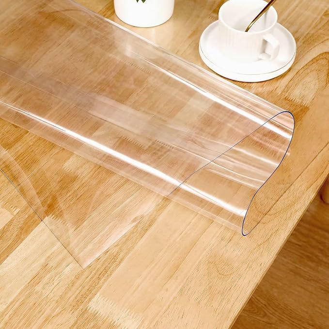 غطاء طاولة شفاف PVC سميك – 106×183 سم – قابل للقص ومقاوم للماء