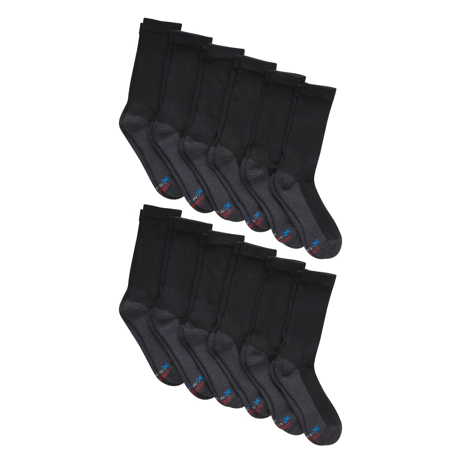 Hanes Men's, X-Temp Cushioned Crew Socks, 12-Pack, Black-12 Pack, 6-12 - Medaid International