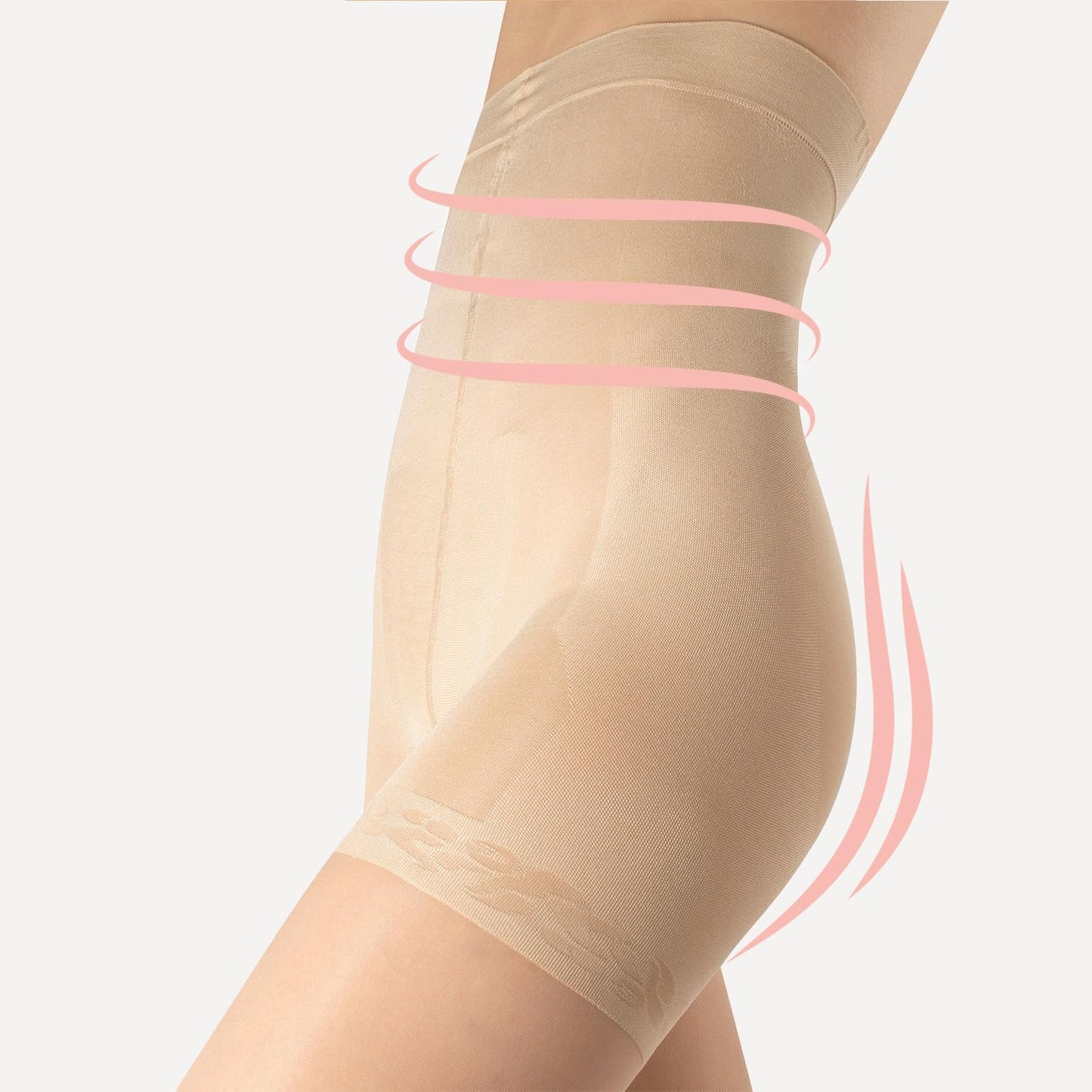CALZITALY High Waist tights Control Top Shaping Nylons, Shaping Pantyhose, 20 Denier Sheer Shaping Tights for All Day Use (Medium, Skin) - Medaid International