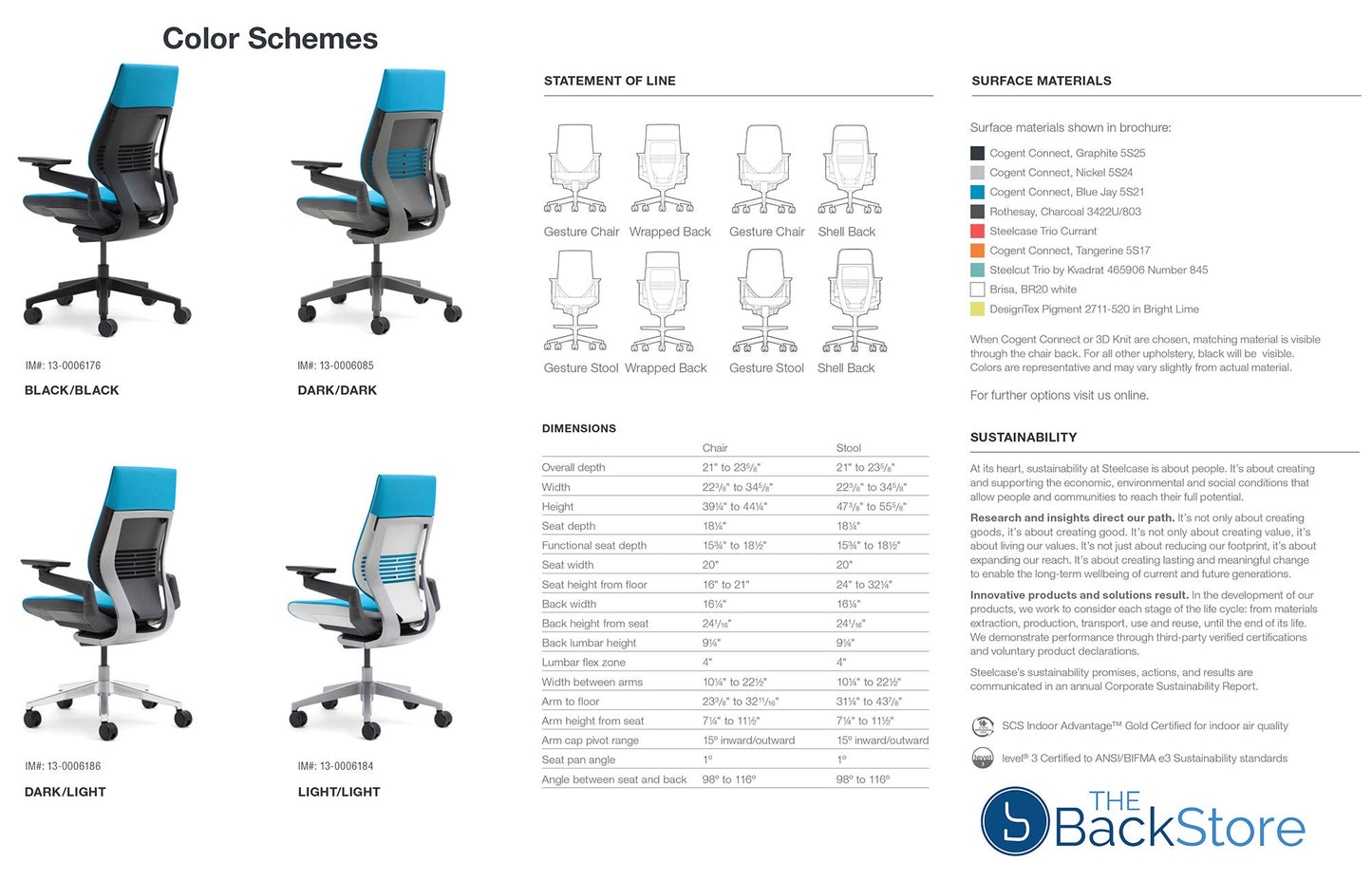Steelcase Gesture Office Desk Chair with Headrest in Elmosoft Genuine Saddle L147 Leather Plus Lumbar Support High Black Frame wth Soft Hard Floor Casters - Medaid International