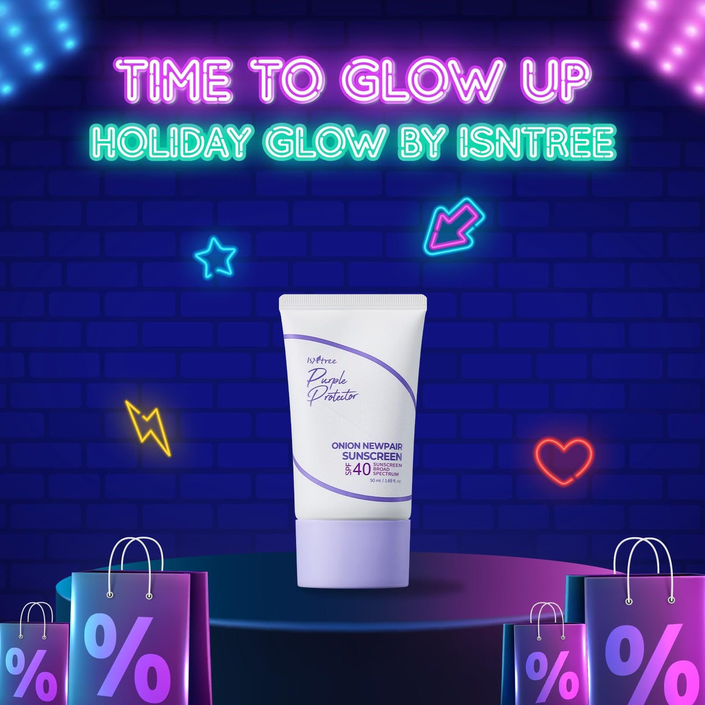 ISNTREE Onion Newpair Sunscreen 50ml, 1.69 fl.oz | SPF 40 | Korean Skincare | Hydrating Sun Protector | Evens Skin Tone | Purple Sunscreen | Broad Spectrum - Medaid International