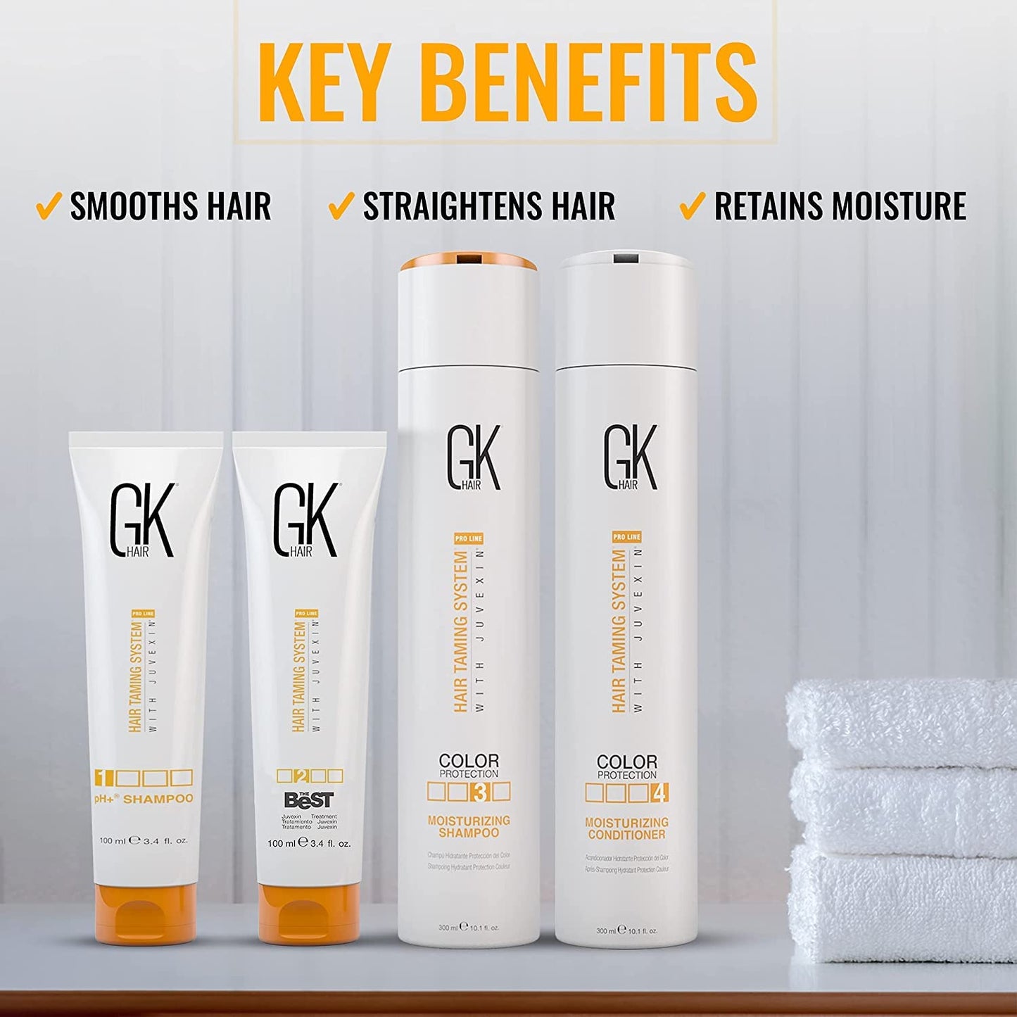 GK HAIR Global Keratin The Best Consumer Box Kit (10.1 Fl Oz/300ml) Smoothing Keratin Treatment Professional Brazilian Complex Blowout Straightening For Silky Smooth & Frizzy Hair - Medaid International