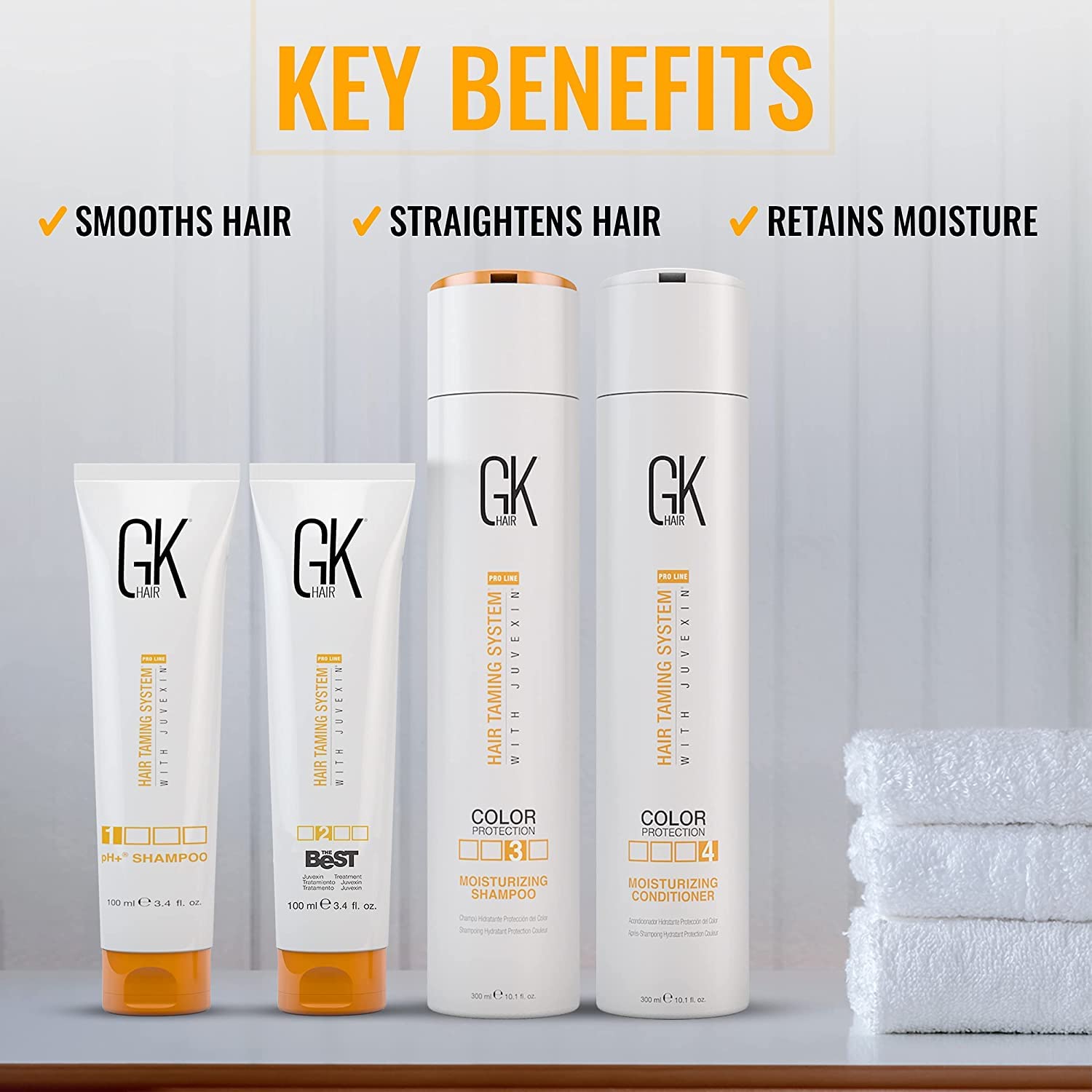 GK HAIR Global Keratin The Best Consumer Box Kit (10.1 Fl Oz/300ml) Smoothing Keratin Treatment Professional Brazilian Complex Blowout Straightening For Silky Smooth & Frizzy Hair - Medaid International